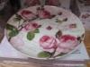 Rózsás süteményes porcelán tányér díszdobozban