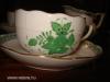 Herendi porcelán zöld Apponyi teáskészlet