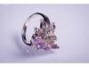 Liliom formájú ezüst gyűrű ametiszt kővel 6-os méret